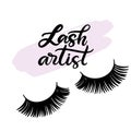 Lashes lettering vector illustration Royalty Free Stock Photo